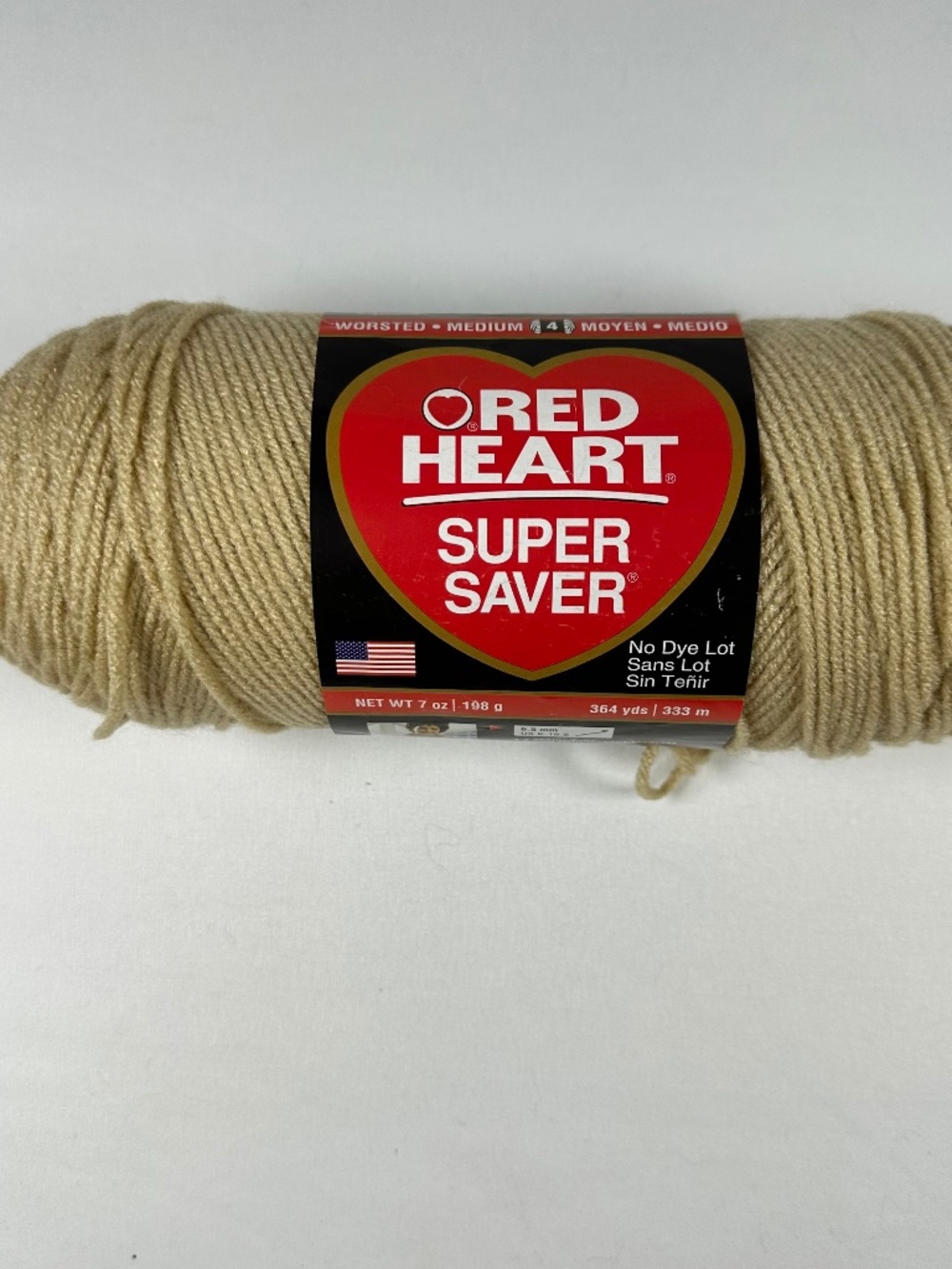 Red Heart Super Saver Yarn Color#0334 Buff, Crochet Crafts, Fiber Art 1 Skein